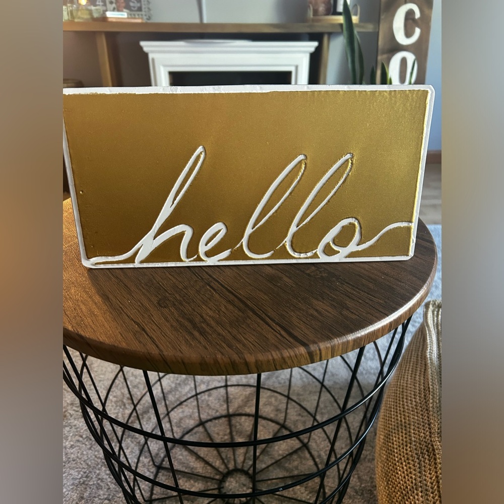 Decorative metal Hello sign, home decors. No damage.